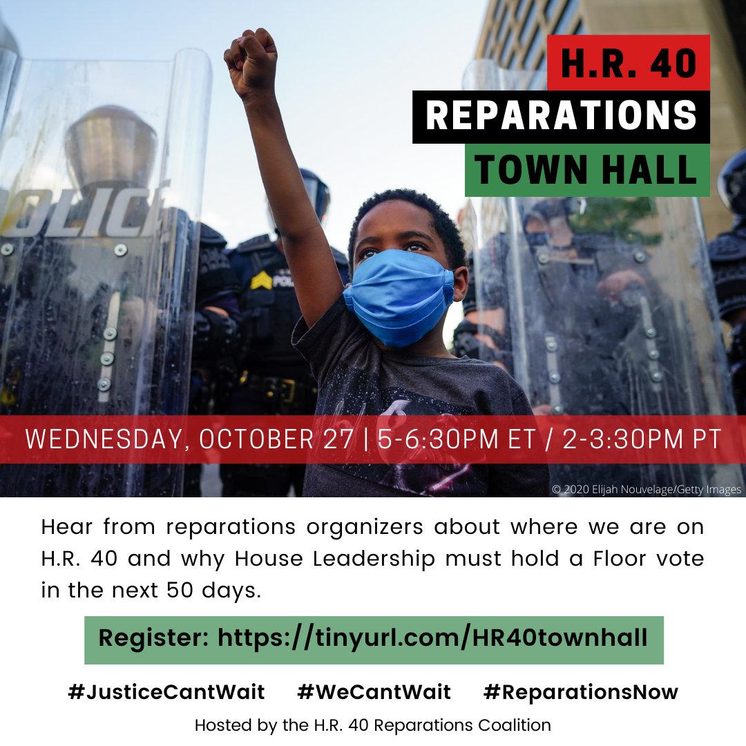 HR40 Reparations Townhall flyer